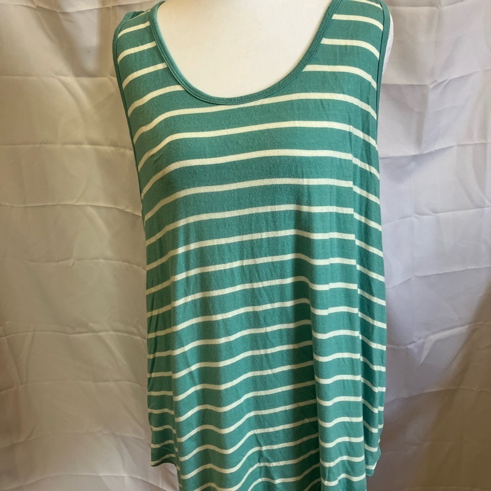 Zenana Outfitters Teal and White Striped Tank Top